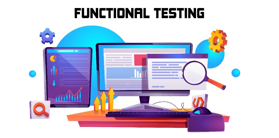 Graphic showing different device screens and a header that says FUNCTIONAL TESTING